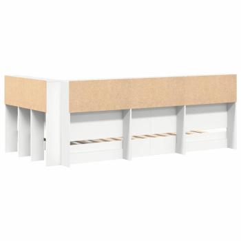 Bücherregal Bett Weiß 90x200 cm aus stranggepresstem Holz