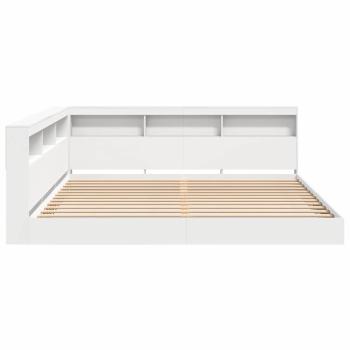 Bücherregal-Bett mit Kopfteil Weiß 180 x 200 cm Holzwerkstoff