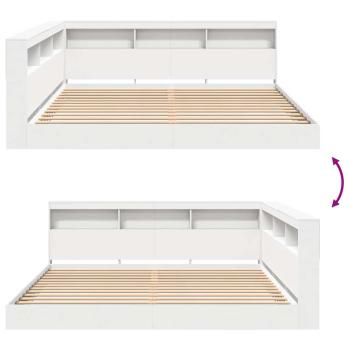 Bücherregal-Bett mit Kopfteil Weiß 180 x 200 cm Holzwerkstoff