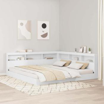 Bücherregal-Bett mit Kopfteil Weiß 180 x 200 cm Holzwerkstoff