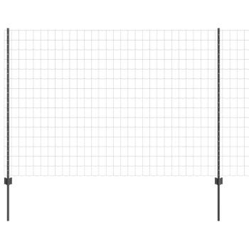 Euro Zaun mit 10 U-Pfosten Grau 1,5x10 m Stahl