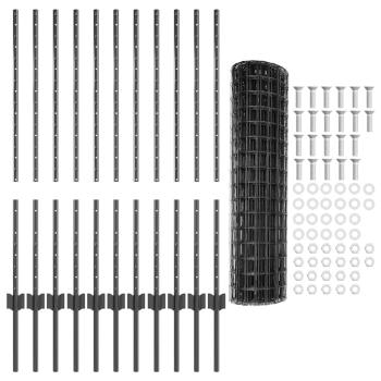 Euro Zaun mit 22 U-Pfosten Grau 1x25 m Stahl