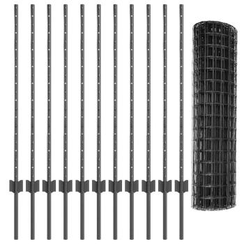 Euro Zaun mit 22 U-Pfosten Grau 1x25 m Stahl