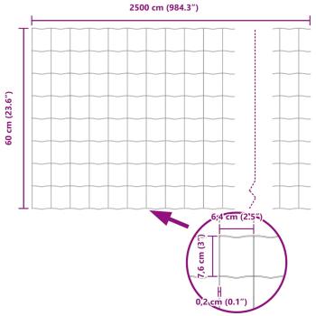 Euro-Zaun mit 11 U-Posten Grau 0,6x25 m Stahl
