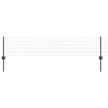 Euro Zaun mit 22 U-Pfosten Grau 0,4x50 m Stahl