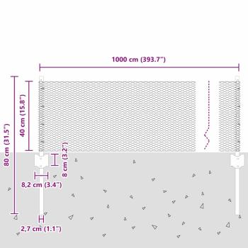 Pfosten 5 Stück U-Kanal Grün 40 cm Stahl, Sechseckzaun Grün 0,4x10 m Stahl