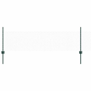 Zaunpfosten 5 Stück U-Profil grün 80 cm Stahl, Sechseckzaun grün 0,5x10 m Stahl