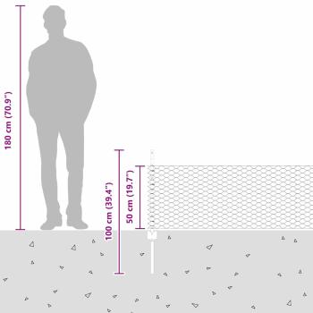 Zaunpfosten 5 Stück U-Profil grün 80 cm Stahl, Sechseckzaun grün 0,5x10 m Stahl