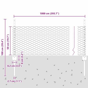 Zaunpfosten 5 Stück U-Profil grün 80 cm Stahl, Sechseckzaun grün 0,5x10 m Stahl