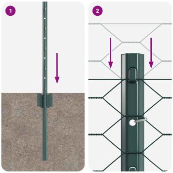 Zaunpfosten 5 Stück U-Kanal Grün 80 cm Stahl, Sechseckzaun Grün 0,8x10 m Stahl