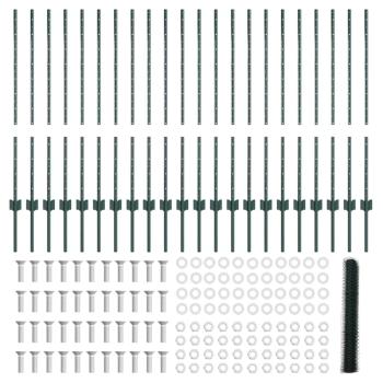 Zaunpfosten 11 Stück U-Kanal Grün 100 cm Stahl, Sechseckzaun Grün 1x50 m Stahl