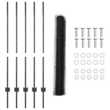 Zaunpfähle 10 Stück U-Kanal Grau 120 cm Stahl, Sechseckzaun Grau 1,2x10 m Stahl