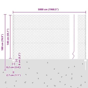 Zaunpfosten 22 Stück U-Kanal Grau 140 cm Stahl, Sechseckzaun Grau 1,4x50 m Stahl