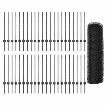 Zaunpfähle 11 Stück U-Kanal Grau 80 cm Stahl, Sechseckzaun Grau 0,8x100 m Stahl