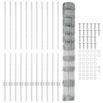 Zaunpfosten 22 Stück U-Profil 120 cm Verzinkter Stahl, Feldzaun 1,2x25 m Verzinkter Stahl