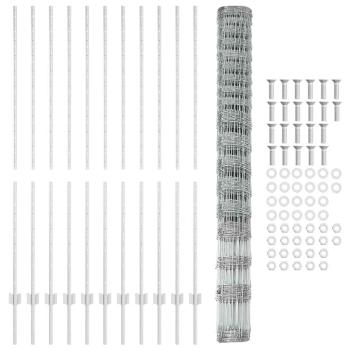 Zaunpfosten 22 Stück U-Profil 150 cm Verzinkter Stahl, Feldzaun 1,5x25 m Verzinkter Stahl