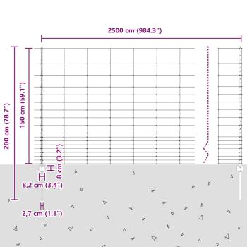 Zaunpfosten 22 Stück U-Kanal 150 cm verzinkter Stahl, Feldzaun 1,5x25 m verzinkter Stahl