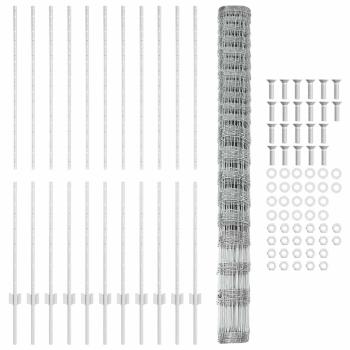 Zaunpfosten 22 Stück U-Profil 160 cm Feuerverzinkter Stahl, Feldzaun 1,6x25 m Feuerverzinkter Stahl
