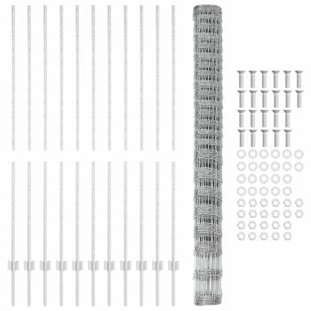 Zaunpfosten 22 Stück U-Kanal 160 cm Verzinkter Stahl, Feldzaun 1.6x25 m Verzinkter Stahl