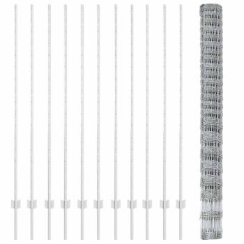 Zaunpfosten 22 Stück U-Kanal 160 cm Verzinkter Stahl, Feldzaun 1.6x25 m Verzinkter Stahl