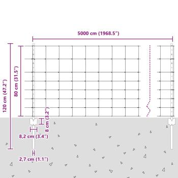 Zaunpfosten 11 Stück U-Profil 80 cm Verzinkter Stahl, Feldzaun 0,8x50 m Verzinkter Stahl