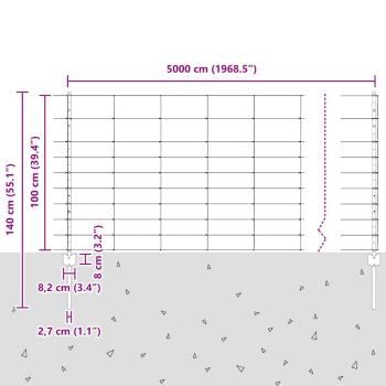 Zaunpfosten 22 Stück U-Kanal 100 cm galvanisierter Stahl, Feldzaun 1x50 m galvanisierter Stahl
