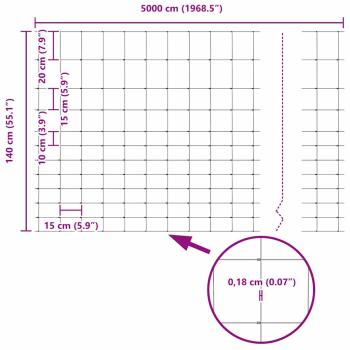 Zaunpfosten 22 Stück U-Profil 140 cm verzinkter Stahl, Feldzaun 1,4x50 m verzinkter Stahl