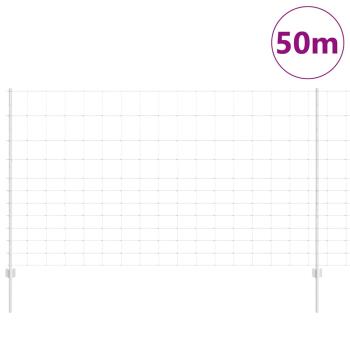 Zaunpfosten 22 Stück U-Profil 140 cm verzinkter Stahl, Feldzaun 1,4x50 m verzinkter Stahl
