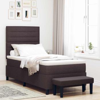 ARDEBO.de - Boxspringbett mit Matratze & Bank Dunkelbraun 80x200 cm Stoff