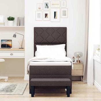 Boxspringbett mit Matratze & Bank Dunkelbraun 80x200 cm Stoff