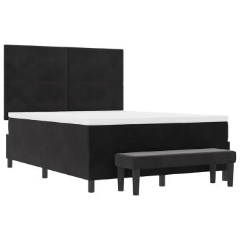 Boxspringbett mit Matratze & Bank Schwarz 140x190 cm Samt