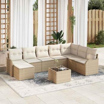 ARDEBO.de - Gartensofa-set Beige Poly-Rattan