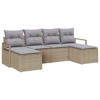 Sofa Set mit Kissen 6 pcs Beige Poly Rattan