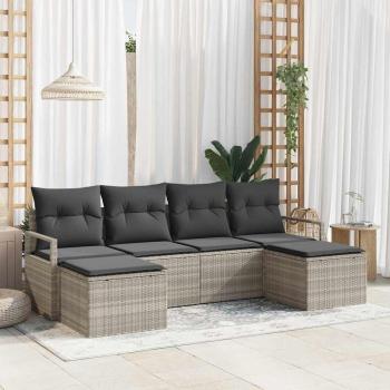 ARDEBO.de - Sofa Set 6 pcs Hellgrau Poly-Rattan