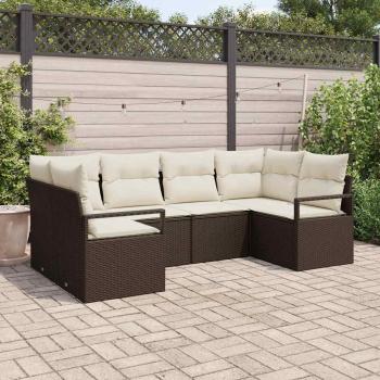 ARDEBO.de - 6-teiliges Garten Sofa Set mit Kissen Braun Poly Rattan, 2-Sitzer Garten Sofa mit Kissen Braun Poly Rattan