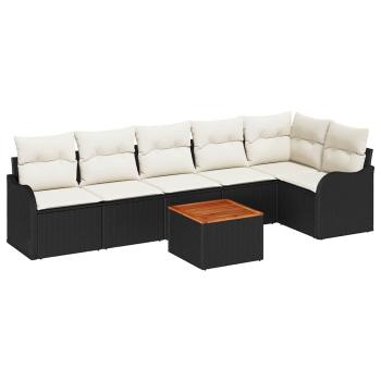 Gartensofa-set 7 stk. Schwarz Poly-Rattan