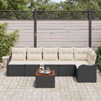 Gartensofa-set 7 stk. Schwarz Poly-Rattan