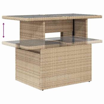 6-teiliges Garten Sofa Set mit Kissen Beige Poly Rattan, 2-Sitzer Garten Sofa mit Kissen Beige Poly Rattan