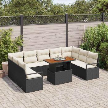 Gartensofa-set 10 stk. 9-Sitzanzahl Schwarz und Creme