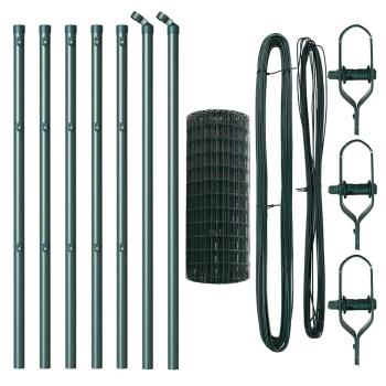 Eurozaun mit 7 Pfosten 0,6x10 m verzinkter Stahl grün