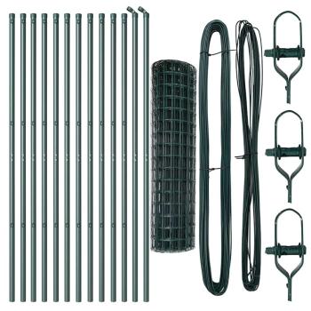 Euro-Zaun mit 13 Pfosten 1x25 m Galvanisierter Stahl Grün