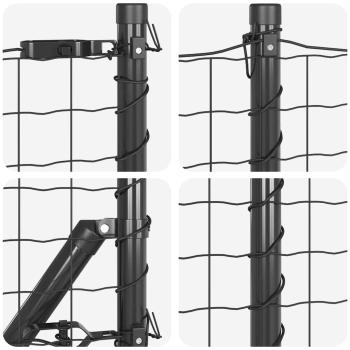Euro Zaun mit 13 Pfosten 0.8x25 m Verzinkter Stahl Grau