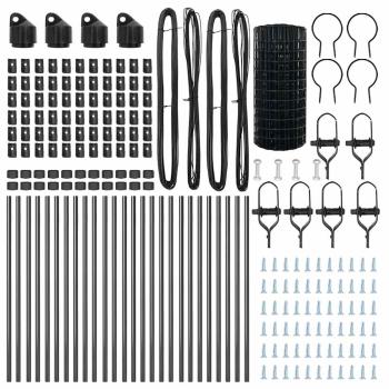 Euro Zaun mit 13 Pfosten 0,6x50 m verzinkter Stahl Grau