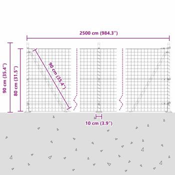 Euro Zaun mit 13 Flanschpfosten 0.8x25 m verzinkter Stahl