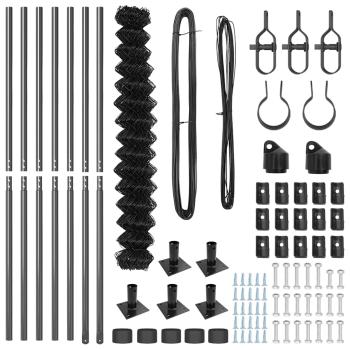 Kettenzaun mit 7 Flanschen 1,6x10 m verzinkter Stahl