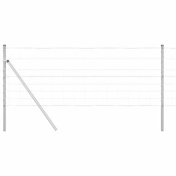 Feldzaun 0.8x25 m Verzinkter Stahl, Zaunpfosten 13 Stück Ø32 mm 120 cm Verzinkter Stahl