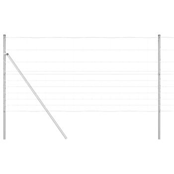 Feldzaun 1.2x25 m feuerverzinkter Stahl, Zaunpfosten 13 Stück Ø32 mm 170 cm feuerverzinkter Stahl