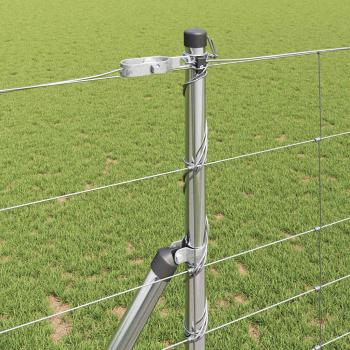 Weidezaun 1,2x25 m verzinkter Stahl, Zaunpfosten 13 Stück Ø32 mm 170 cm verzinkter Stahl