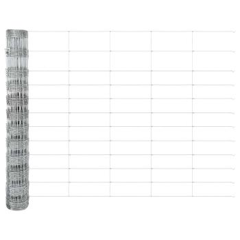 Weidezaun 1,2x25 m verzinkter Stahl, Zaunpfosten 13 Stück Ø32 mm 170 cm verzinkter Stahl