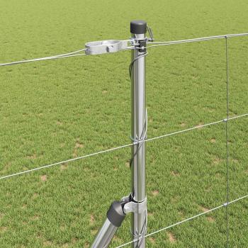 Feldzaun 1,5x25 m Feuerverzinkter Stahl, Zaunpfosten 13 Stück Ø32 mm 200 cm Feuerverzinkter Stahl